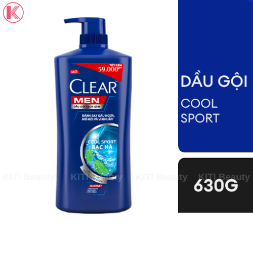 Dầu gội Clear Men Cool Sport Bạc Hà 630g | Sạch gàu Mát lạnh Tức thì